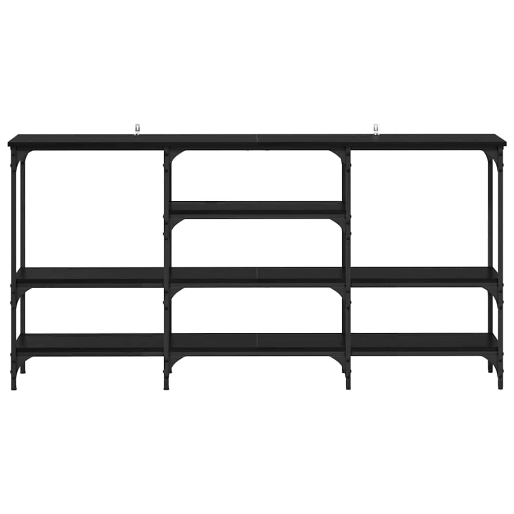 Konsollbord med hylle Svart eik 160 x 29 x 80 cm Konstruert tre
