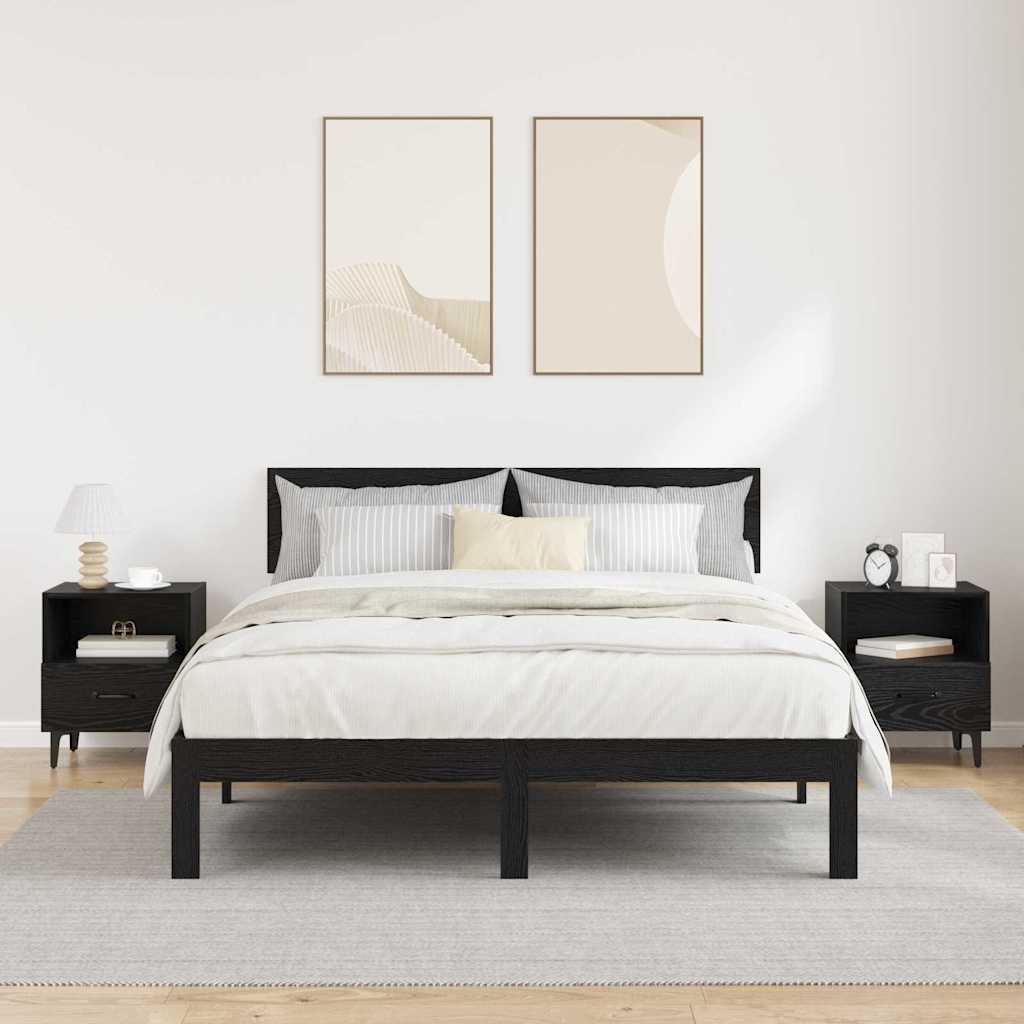 Nattbordskap 2 pcs Svart eik 40 x 35 x 47.5 cm Konstruert tre