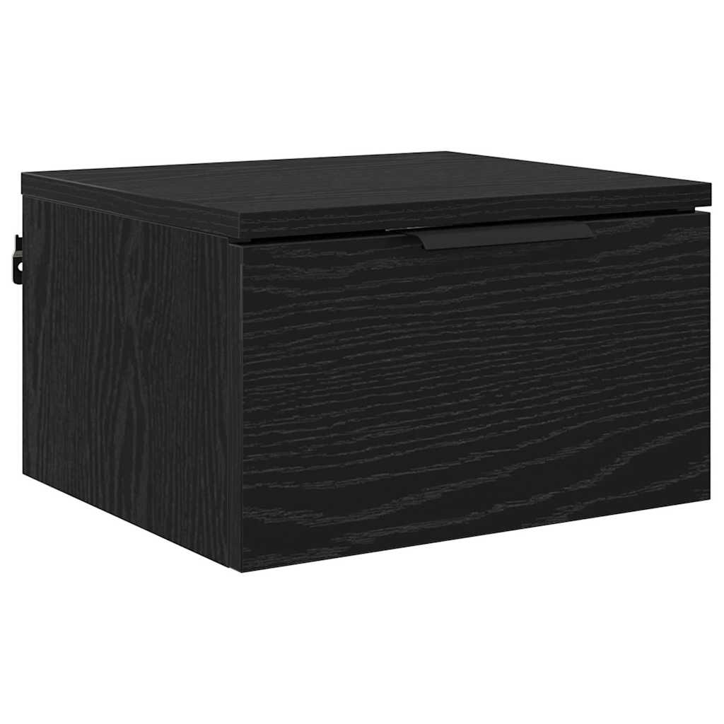 Nattbordskap med skuff Svart eik 34 x 30 x 20 cm Konstruert tre