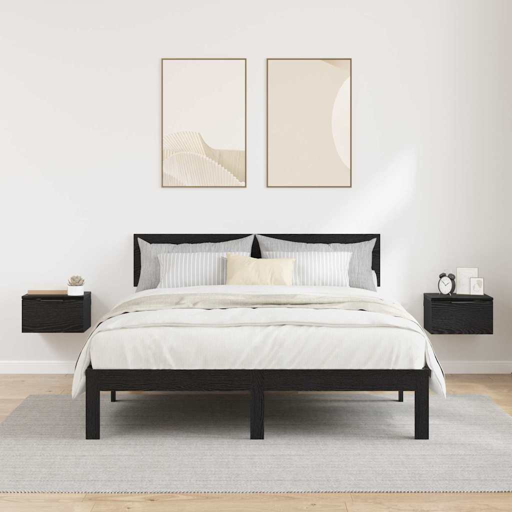 Nattbordskap 2 pcs Svart eik 34 x 30 x 20 cm Konstruert tre