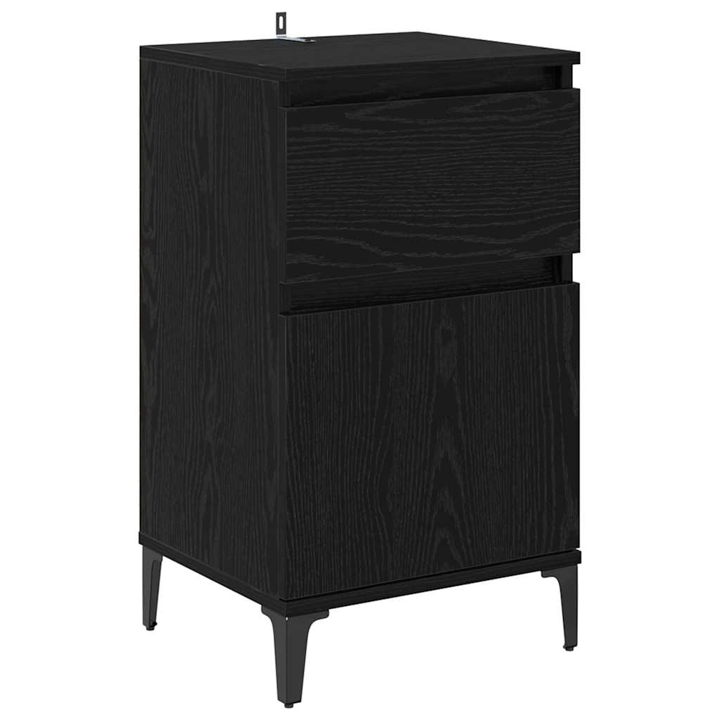 Nattbordskap med skuff Svart eik 40 x 35 x 70 cm Konstruert tre