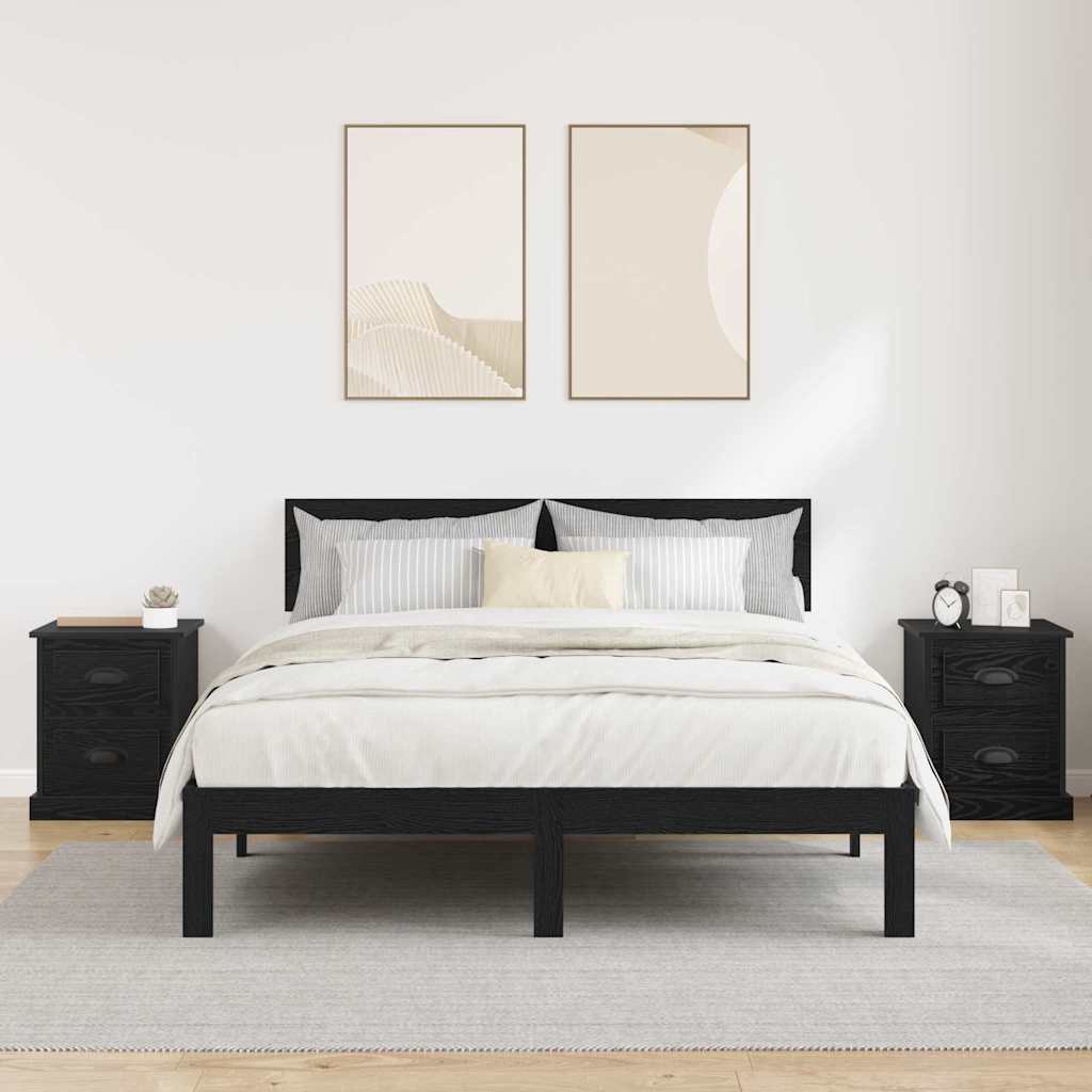 Nattbordskap 2 pcs Svart eik 39 x 39 x 47.5 cm Konstruert tre