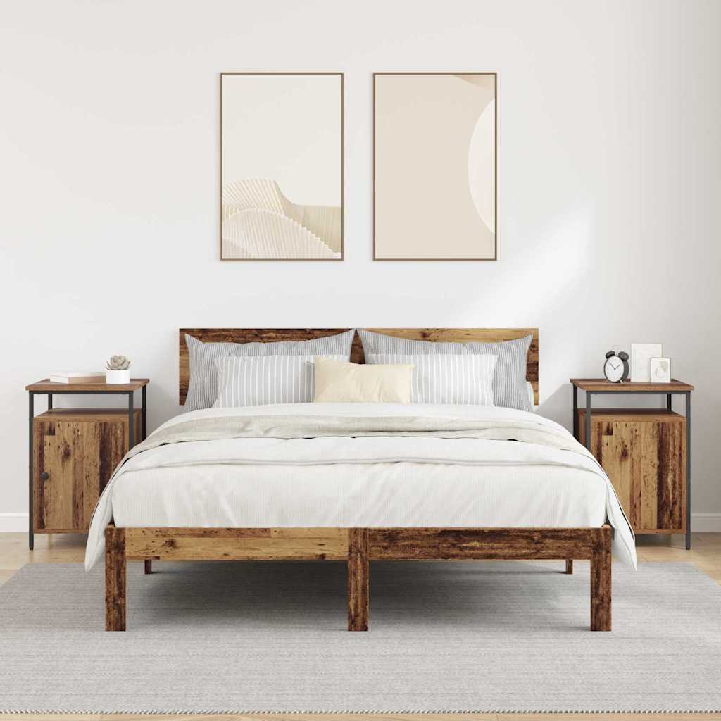 Nattbordskap 2 pcs Gammelt tre 40 x 42 x 60cm Konstruert tre