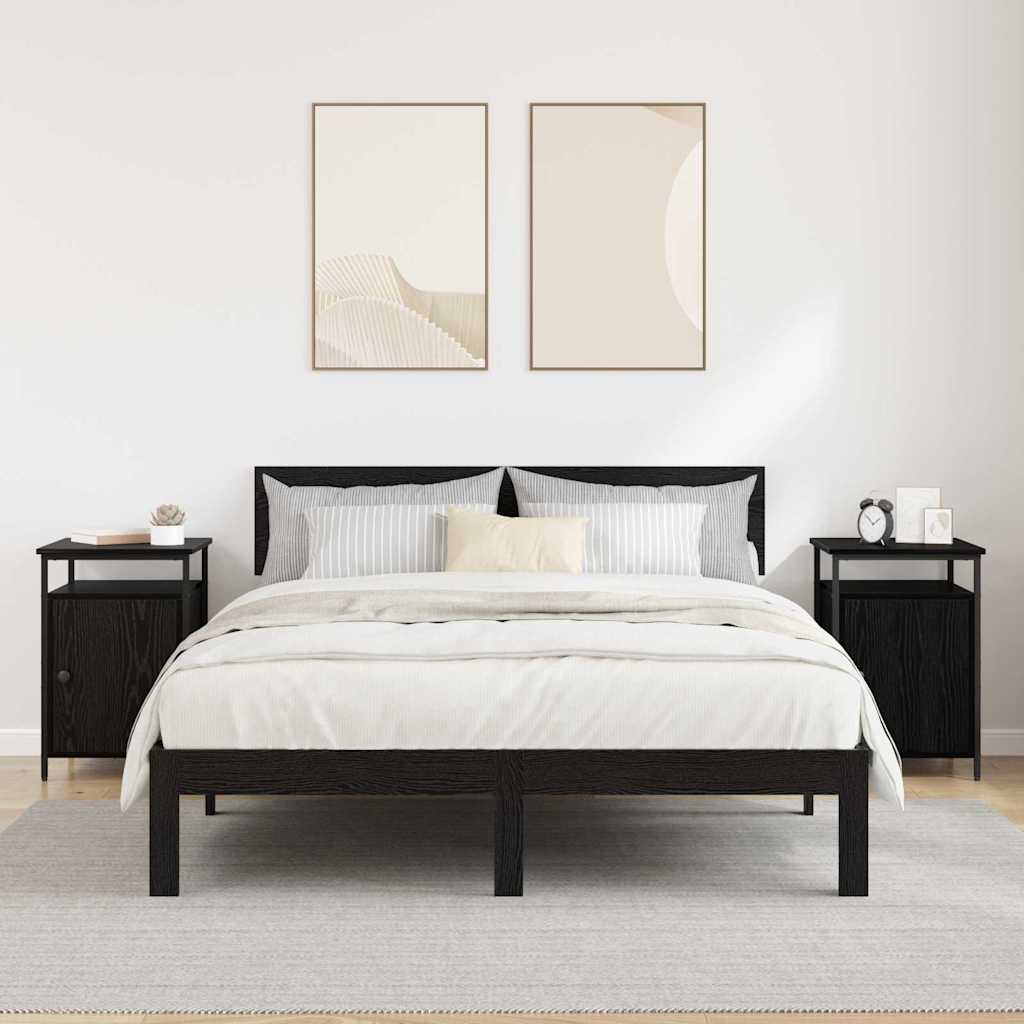 Nattbordskap 2 pcs Svart eik 40 x 42 x 60cm Konstruert tre