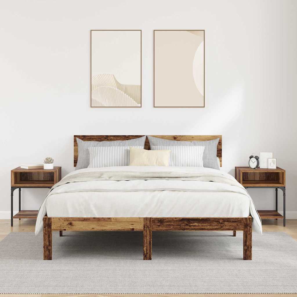 Nattbord 2 pcs Gammelt tre 40 x 40 x 50 cm Konstruert tre