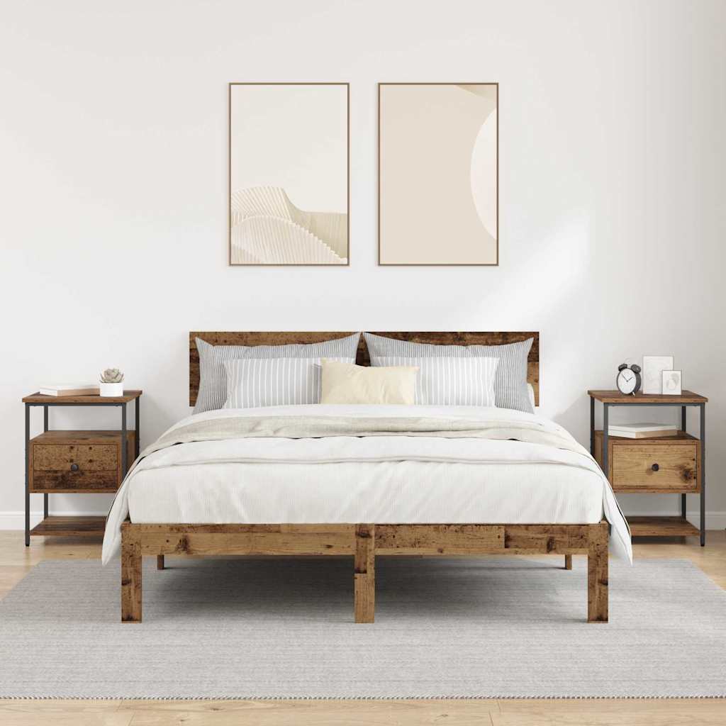 Nattbordskap 2 pcs Gammelt tre 40 x 42 x 56 cm Konstruert tre