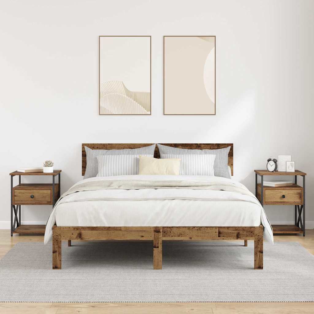 Nattbordskap 2 pcs Gammelt tre 40 x 42 x 55 cm Konstruert tre