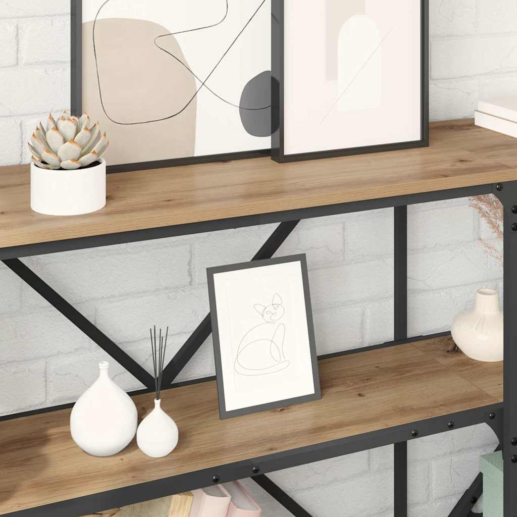 Konsollbord med hylle med lagring Artisan Eik 160 x 30 x 75 cm