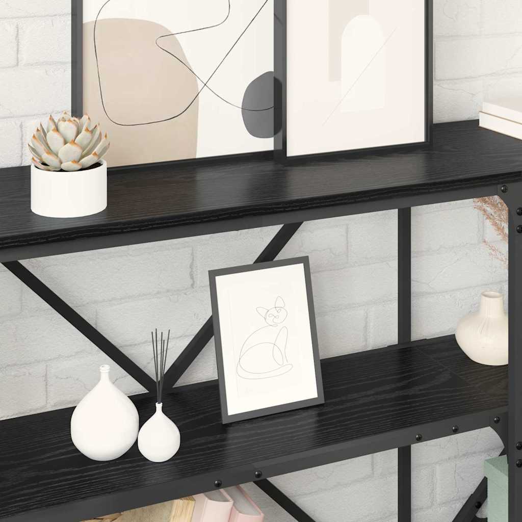 Konsollbord med hylle med lagring Svart Eik 160 x 30 x 75 cm
