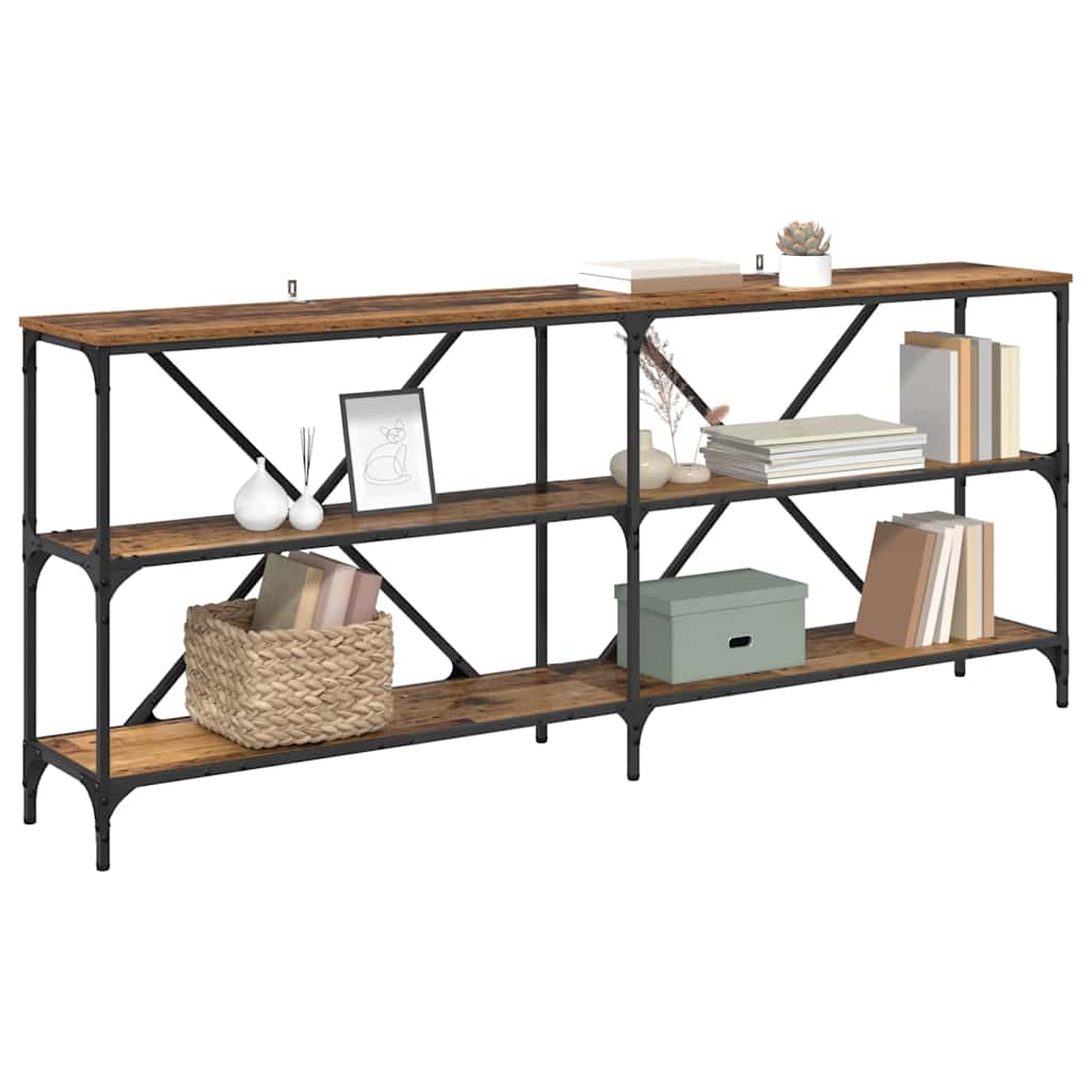 Konsollbord med hylle med lagring Gamle tre 180 x 30 x 75 cm