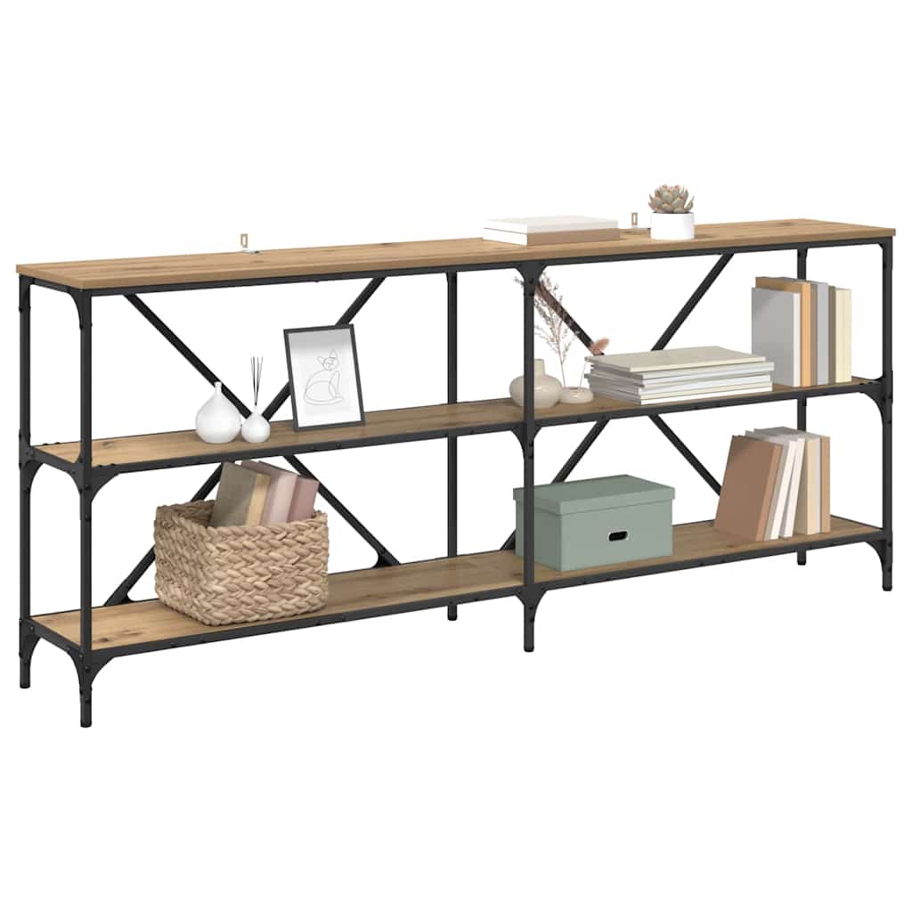 Konsollbord med hylle med lagring Artisan Eik 180 x 30 x 75 cm