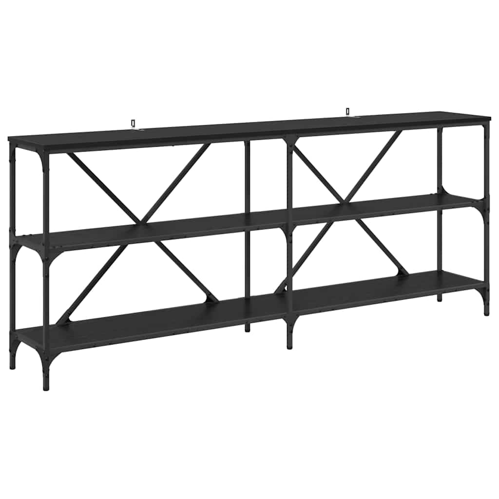 Konsollbord med hylle med lagring Svart Eik 180 x 30 x 75 cm