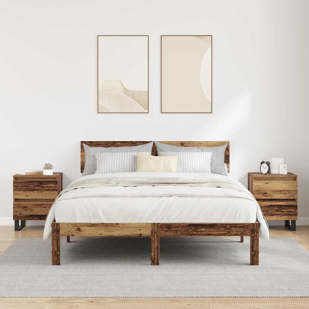 Nattbordskap 2 pcs Gammelt tre 40 x 35 x 50 cm Konstruert tre