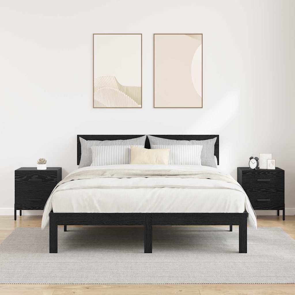 Nattbordskap 2 pcs Svart eik 40 x 35 x 47.5 cm Konstruert tre