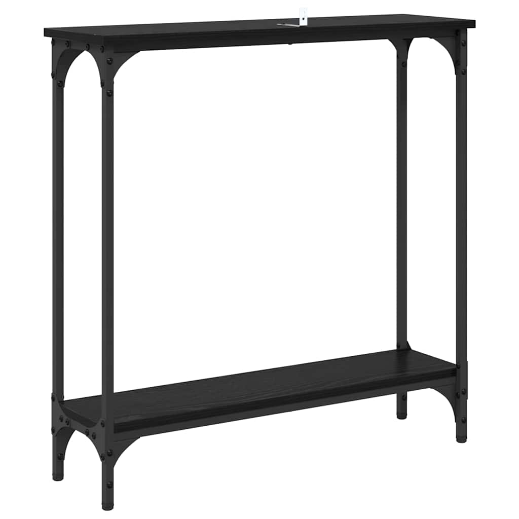 Konsollbord Svart Eik 75 x 22,5 x 75 cm Konstruert tre