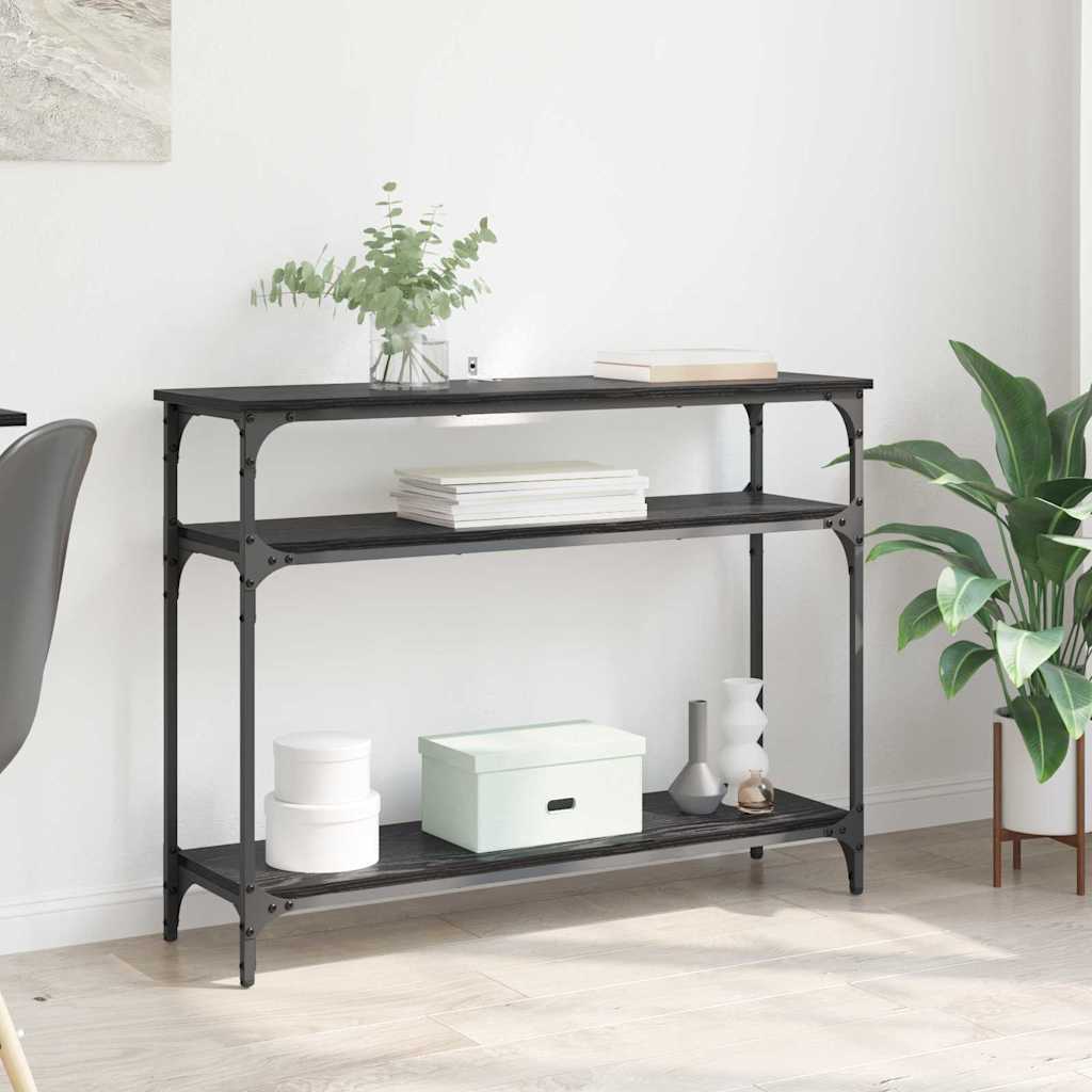 Konsollbord med hylle Svart Eik 100 x 29 x 75 cm Konstruert tre