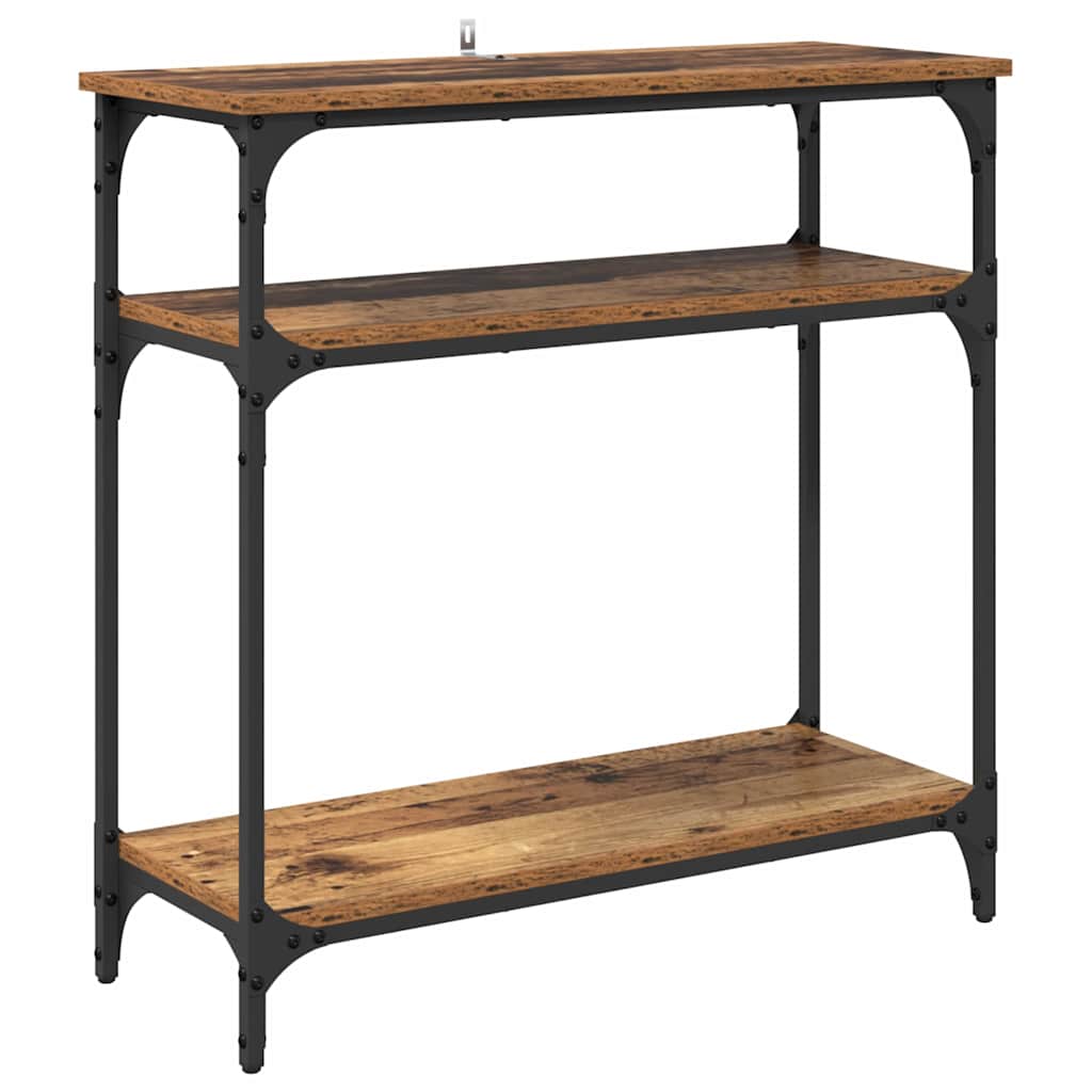 Konsollbord med hylle Gamle tre 75 x 29 x 75 cm Konstruert tre