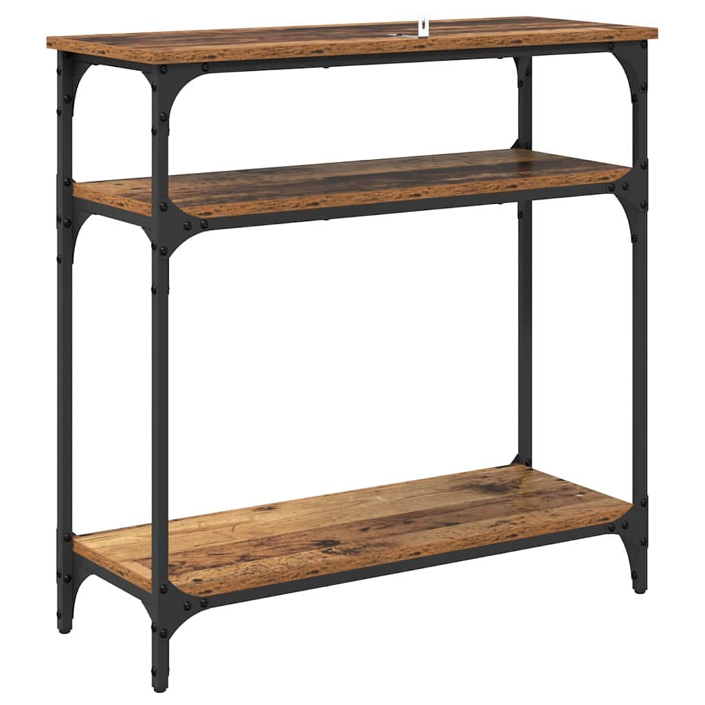 Konsollbord med hylle Gamle tre 75 x 29 x 75 cm Konstruert tre