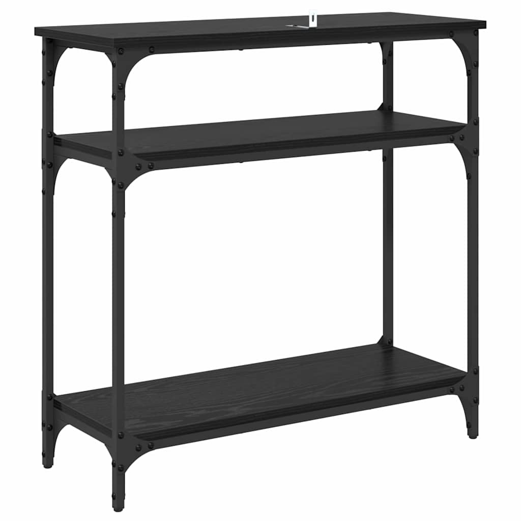Konsollbord med hylle Svart Eik 75 x 29 x 75 cm Konstruert tre