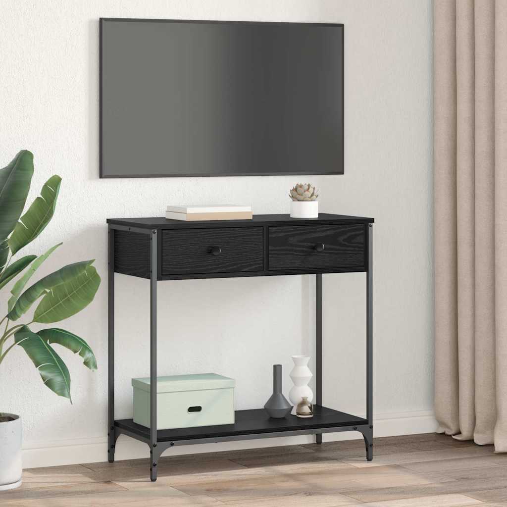 Konsollbord Svart Eik 75 x 34,5 x 75 cm Konstruert tre