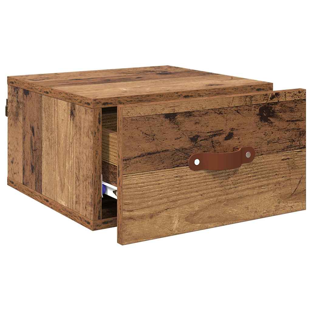 Vegghengt nattbord Gamle tre 35 x 35 x 20 cm Konstruert tre