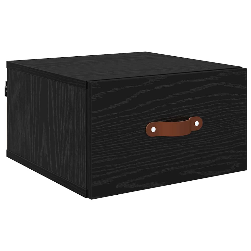 Vegghengt nattbord Svart Eik 35 x 35 x 20 cm Konstruert tre