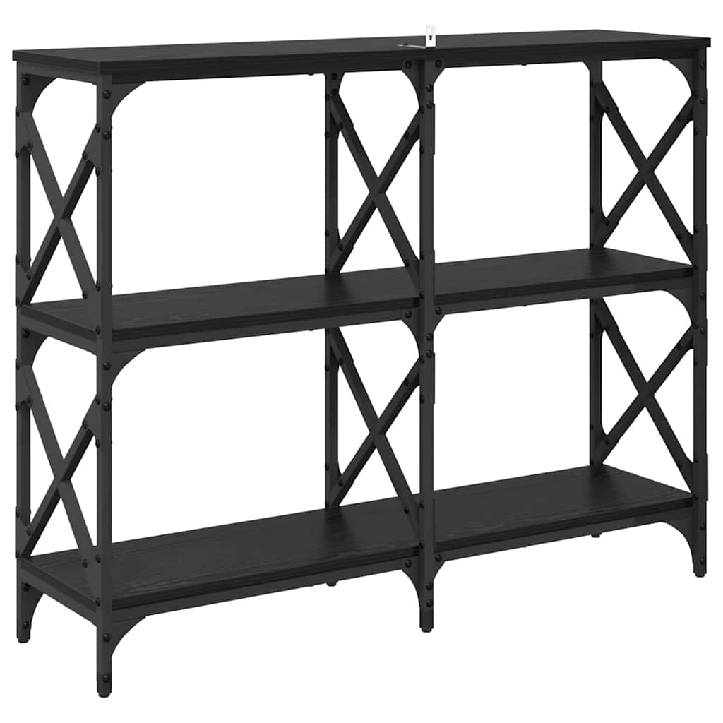 Konsollbord Svart Eik 100 x 28 x 80,5 cm Konstruert tre