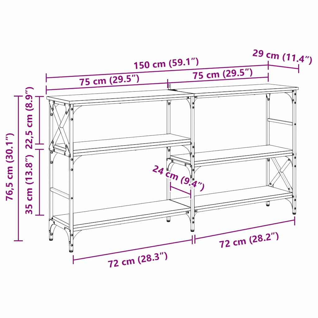 Konsollbord artisan eik 150 x 29 x 76.5 cm Konstruert tre