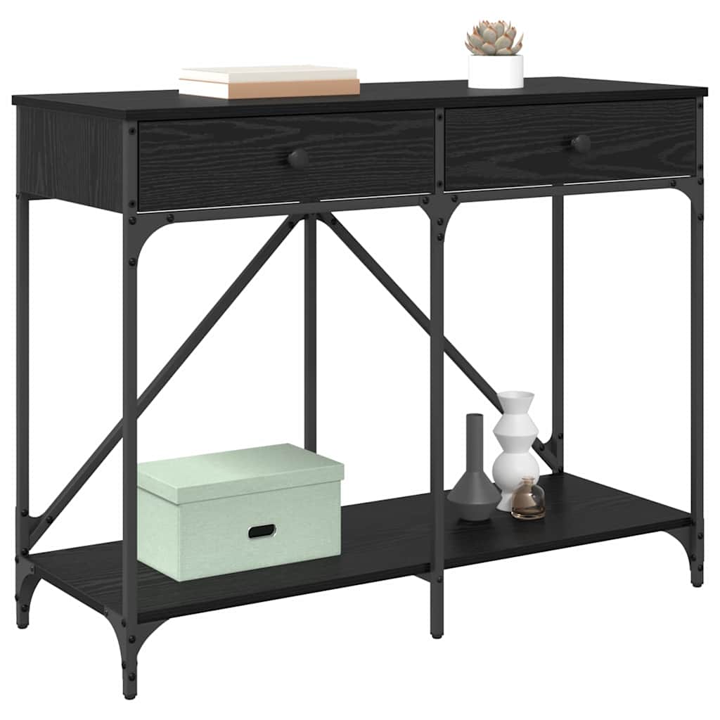 Konsollbord Svart Eik 100 x 39 x 78,5 cm Konstruert tre