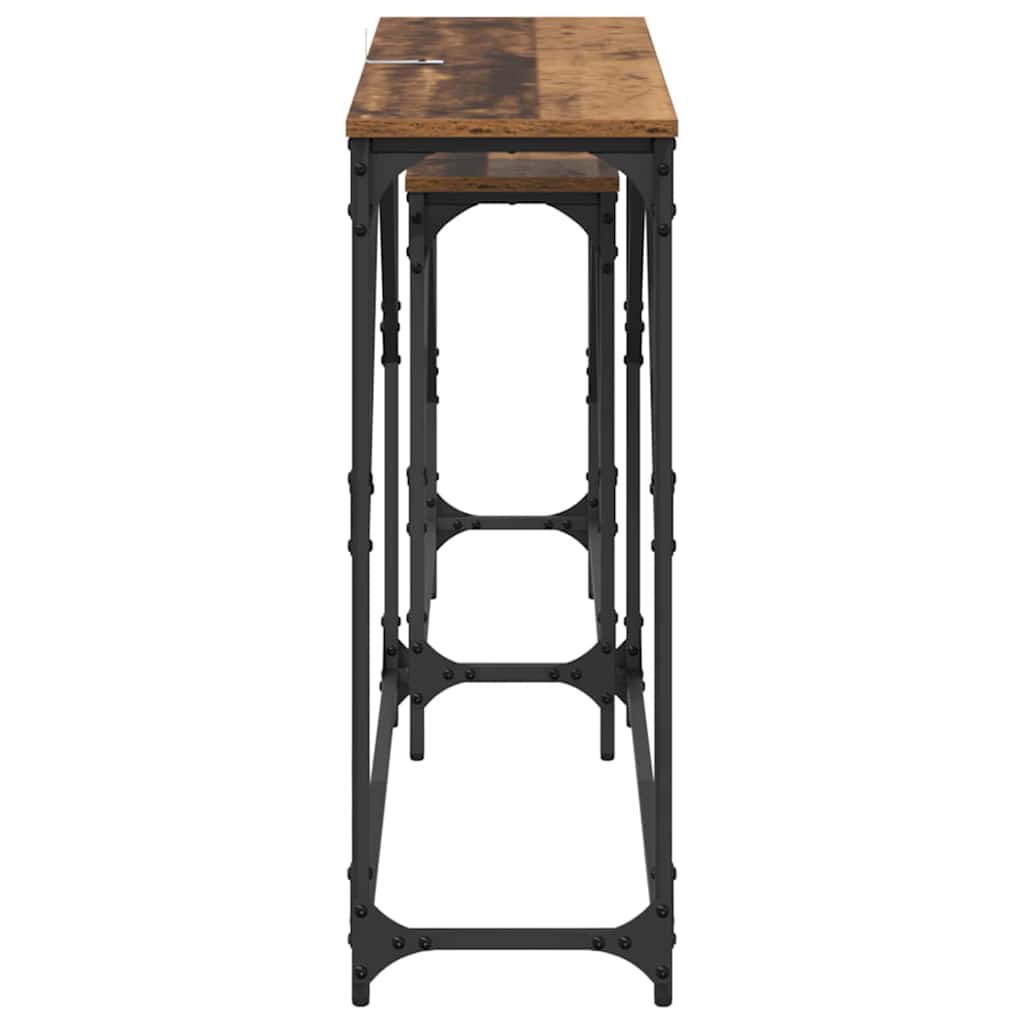 Konsollbord 2 pcs Gamle tre 100 x 28 x 75 cm Konstruert tre