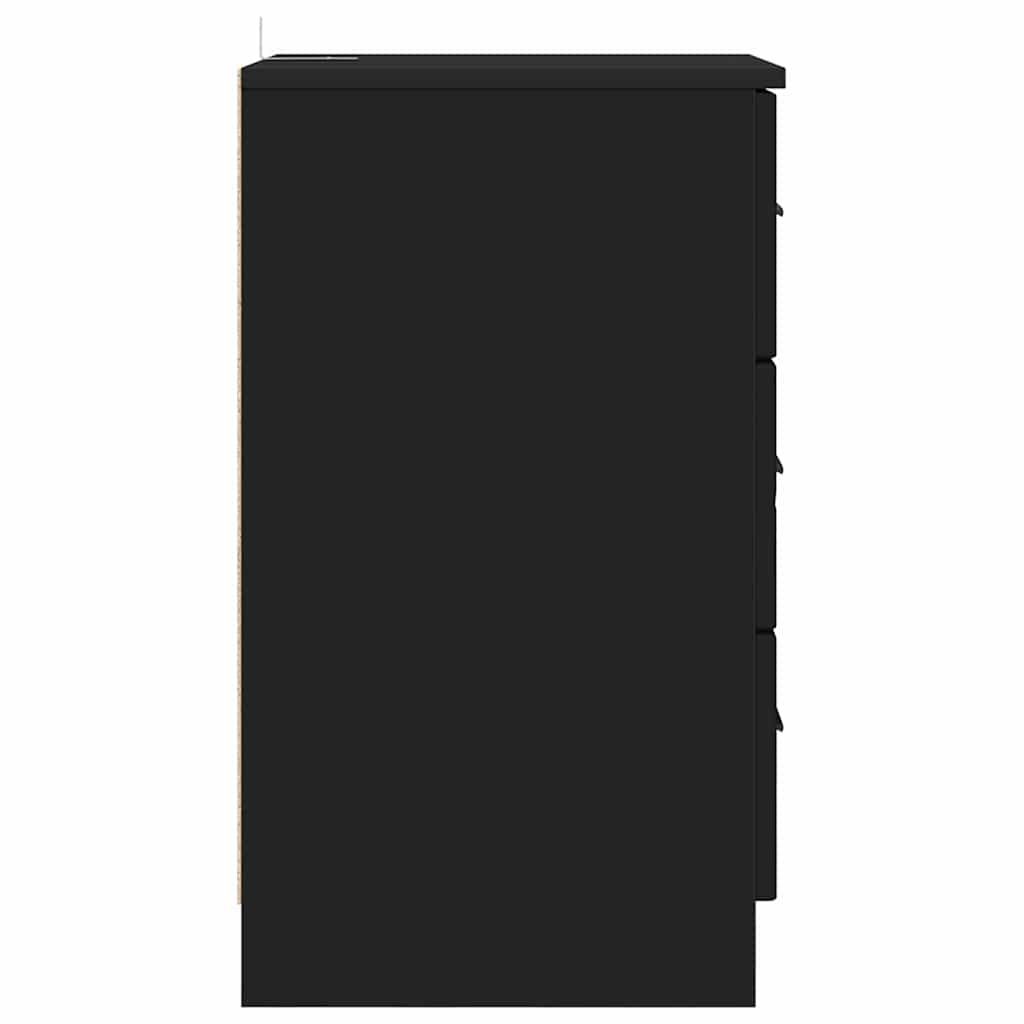 Nattbordskap med skuff Svart 38 x 38 x 66 cm Konstruert tre