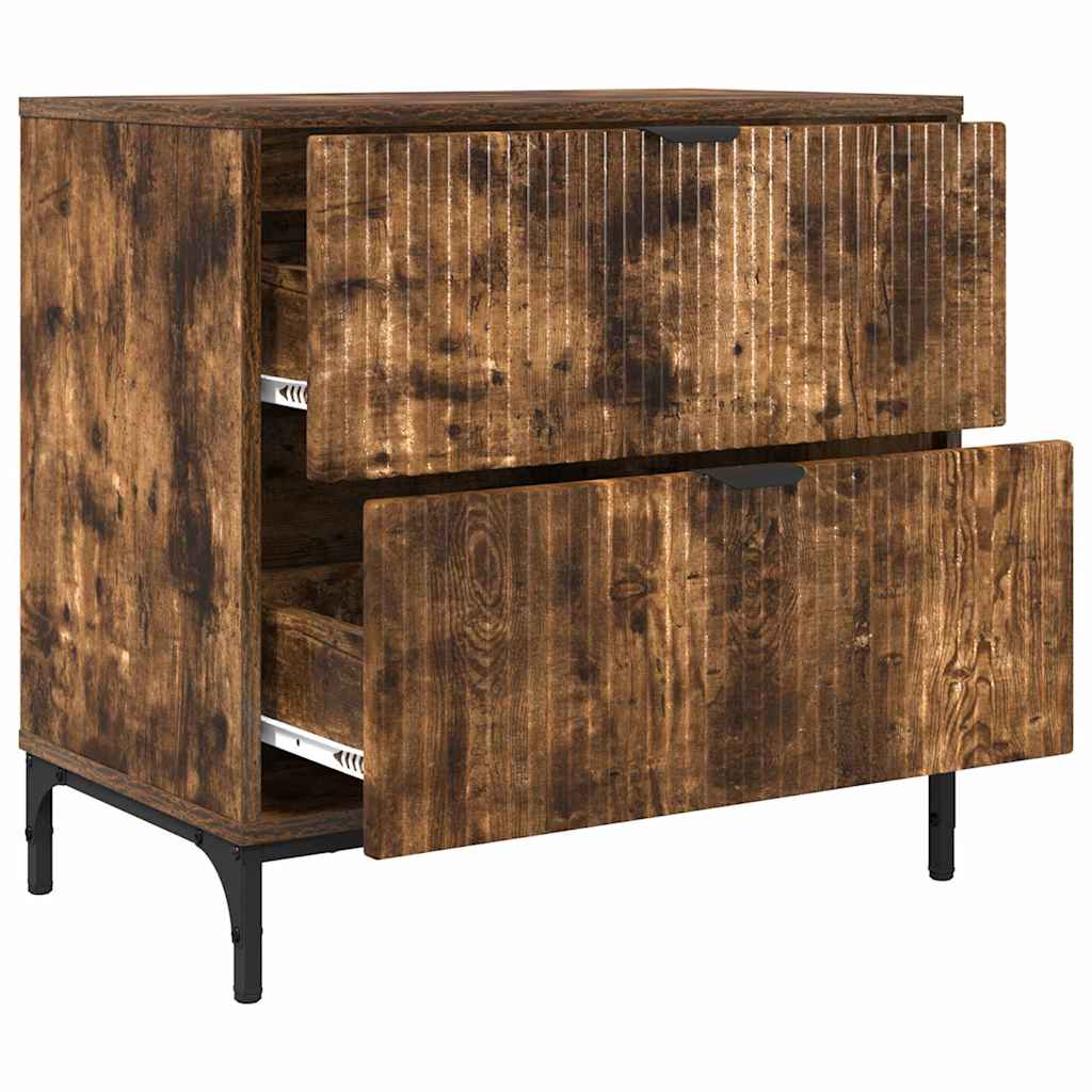 Nattbord med skuff Røkt eik 63,5 x 36 x 61 cm Konstruert tre