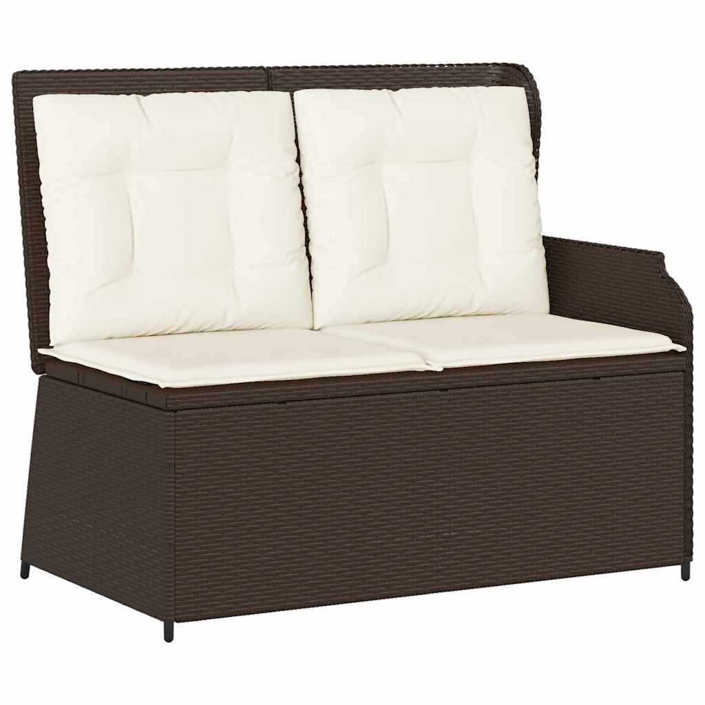 Hagebenk med pute Brun Poly rattan