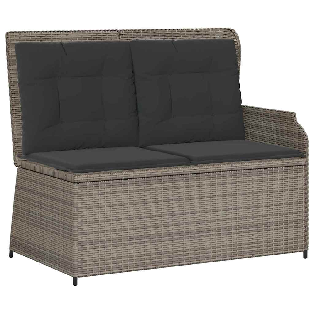 Hagebenk med pute Grå Poly rattan