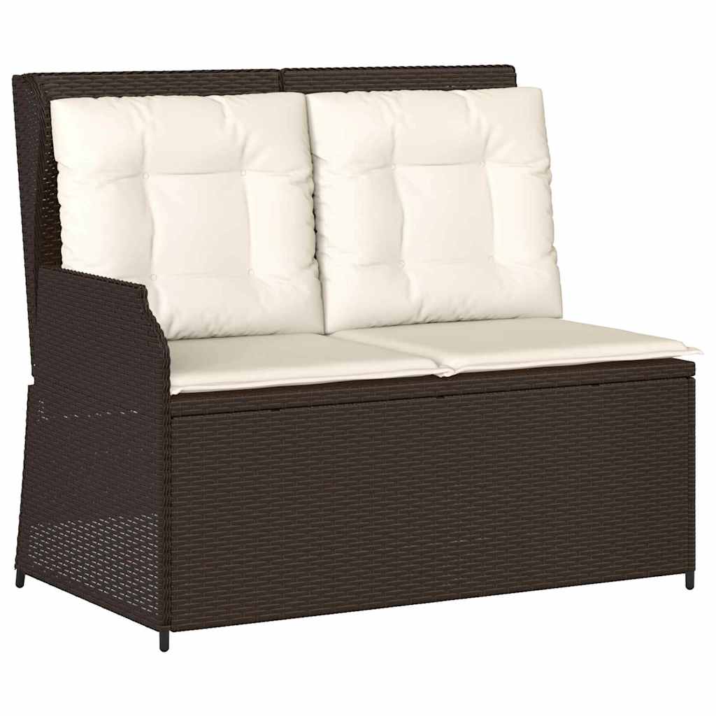 Hagebenk med pute Brun Poly rattan