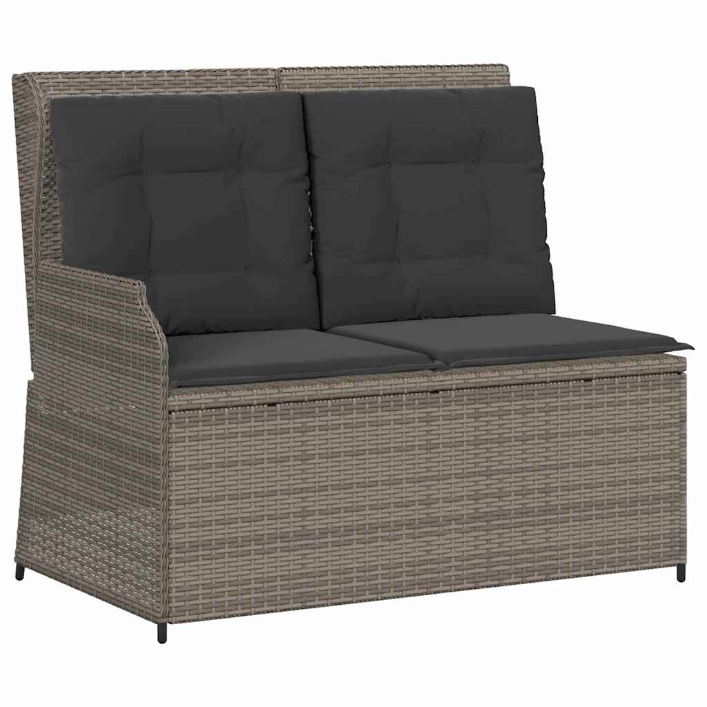 Hagebenk med pute Grå Poly rattan