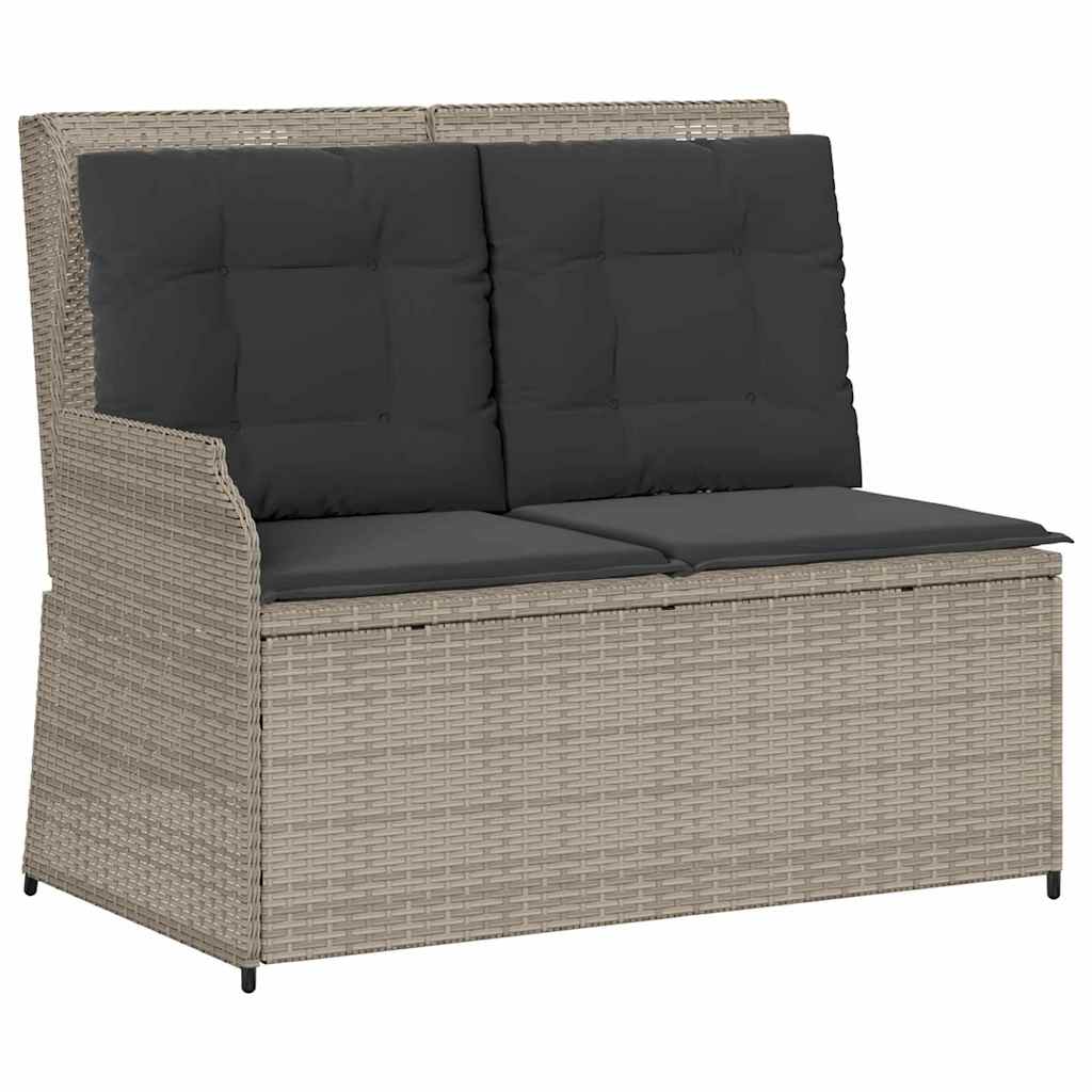 Hagebenk med pute Lysegrå Poly rattan