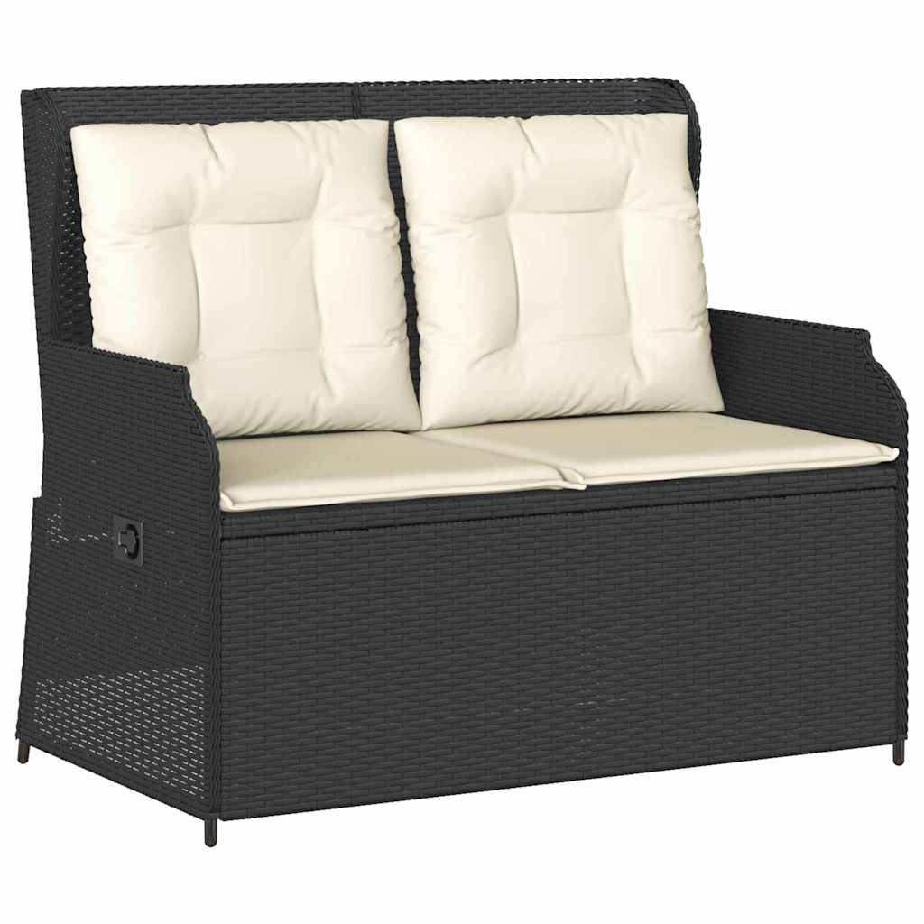Hagebenk med pute Svart Poly rattan