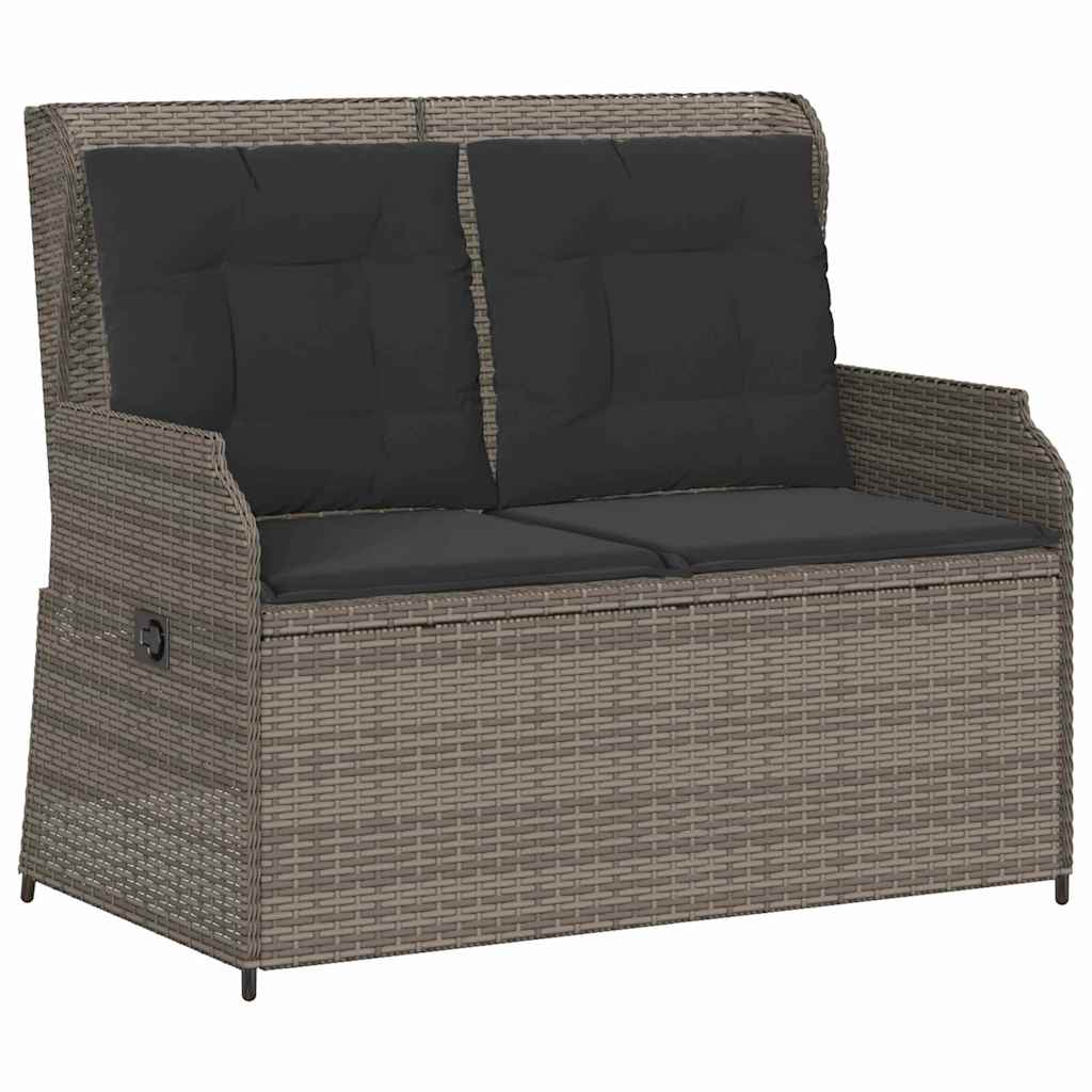 Hagebenk med pute Grå Poly rattan