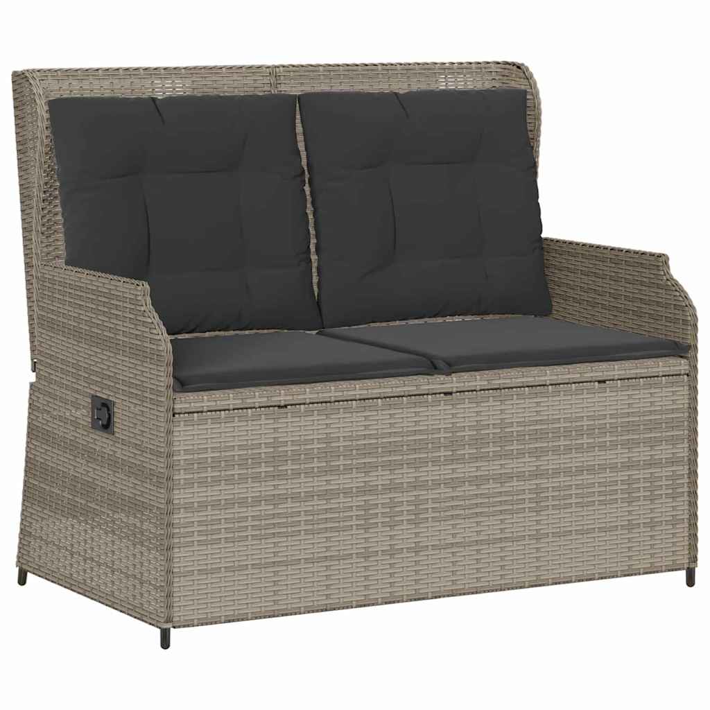 Hagebenk med pute Lysegrå Poly rattan