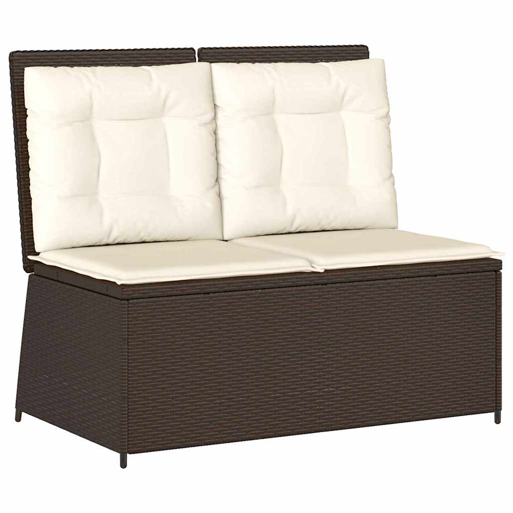 Hagebenk med pute Brun Poly rattan
