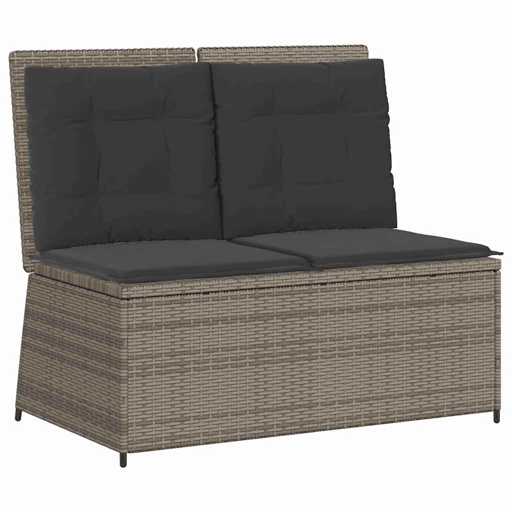 Hagebenk med pute Grå Poly rattan