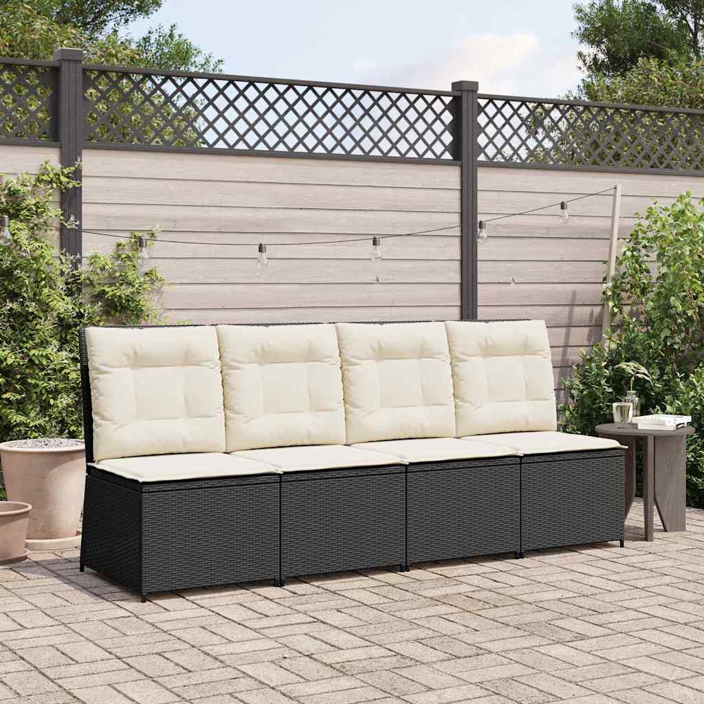 Hagemøbelsofa med pute Svart Poly rattan