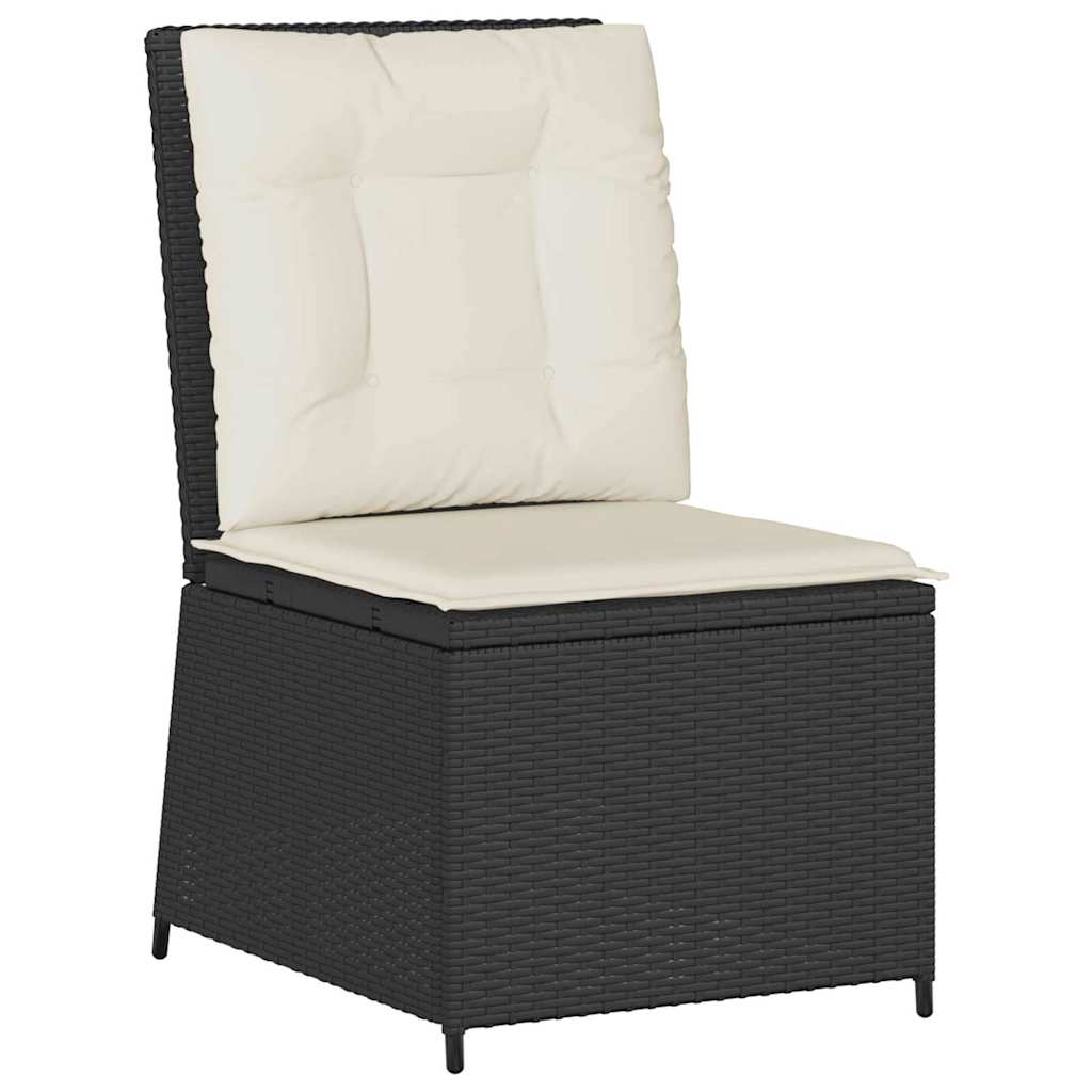 Hagemøbelsofa med pute Svart Poly rattan