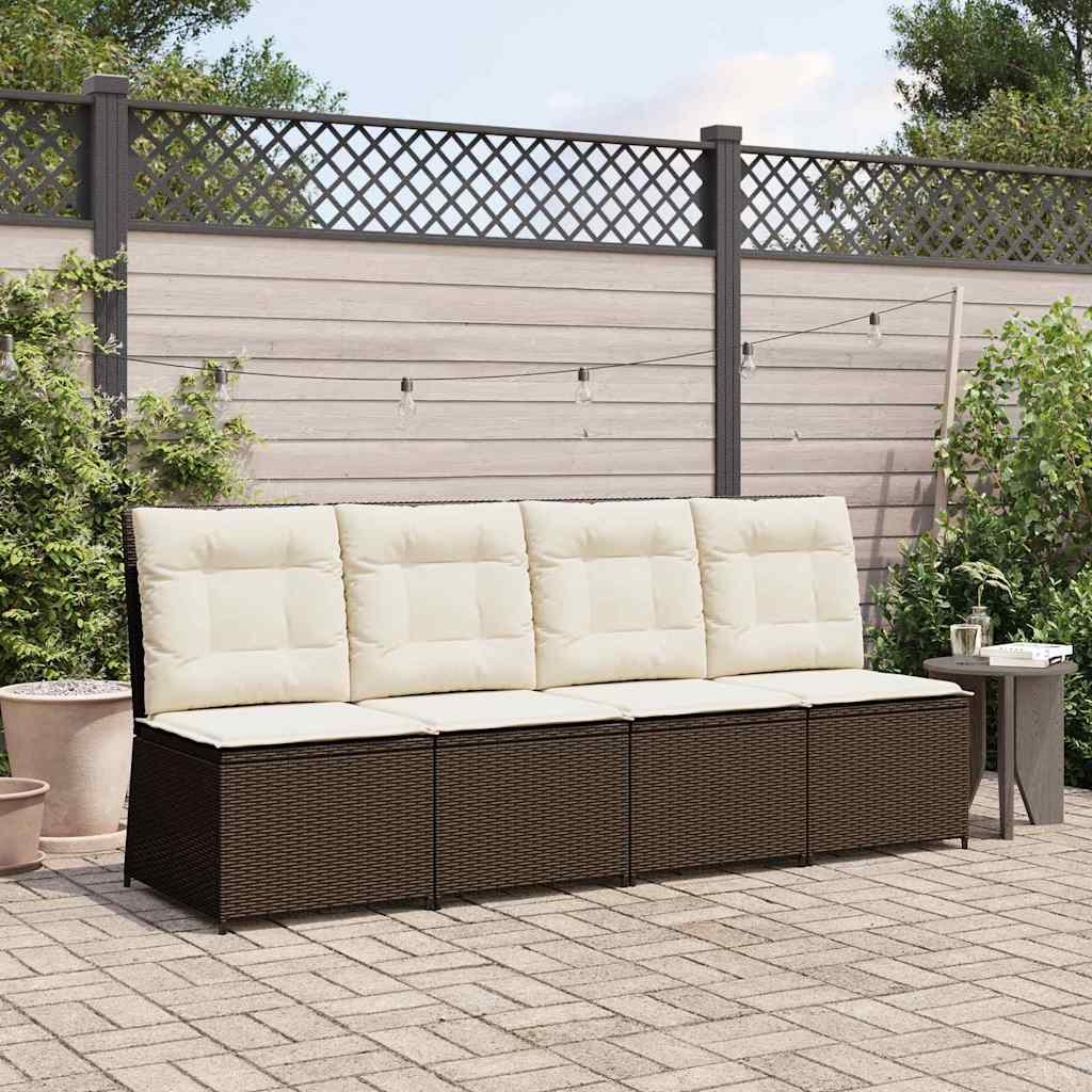 Hagemøbelsofa med pute Brun Poly rattan