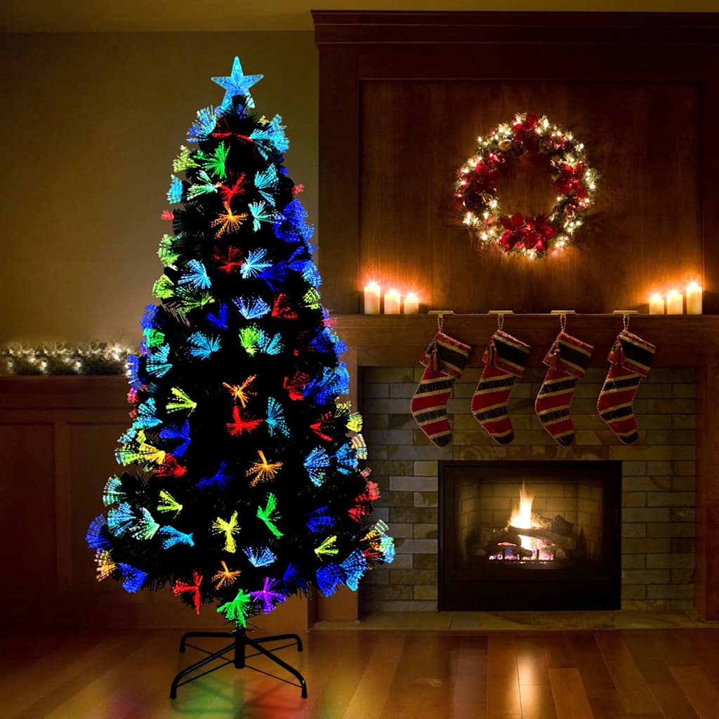 Kunstig juletre med dekorative strenglys grønn 180 cm PVC
