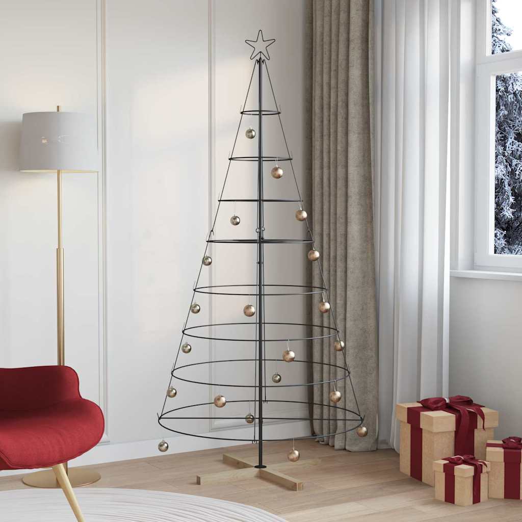 Julekjegle Tre med stativ Svart 210 cm Stål