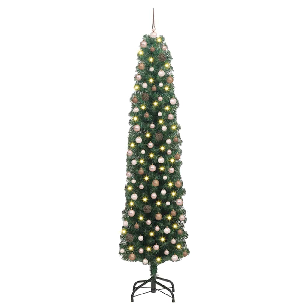 Slim juletre med 300 LED grønn 210 cm Plast og metall