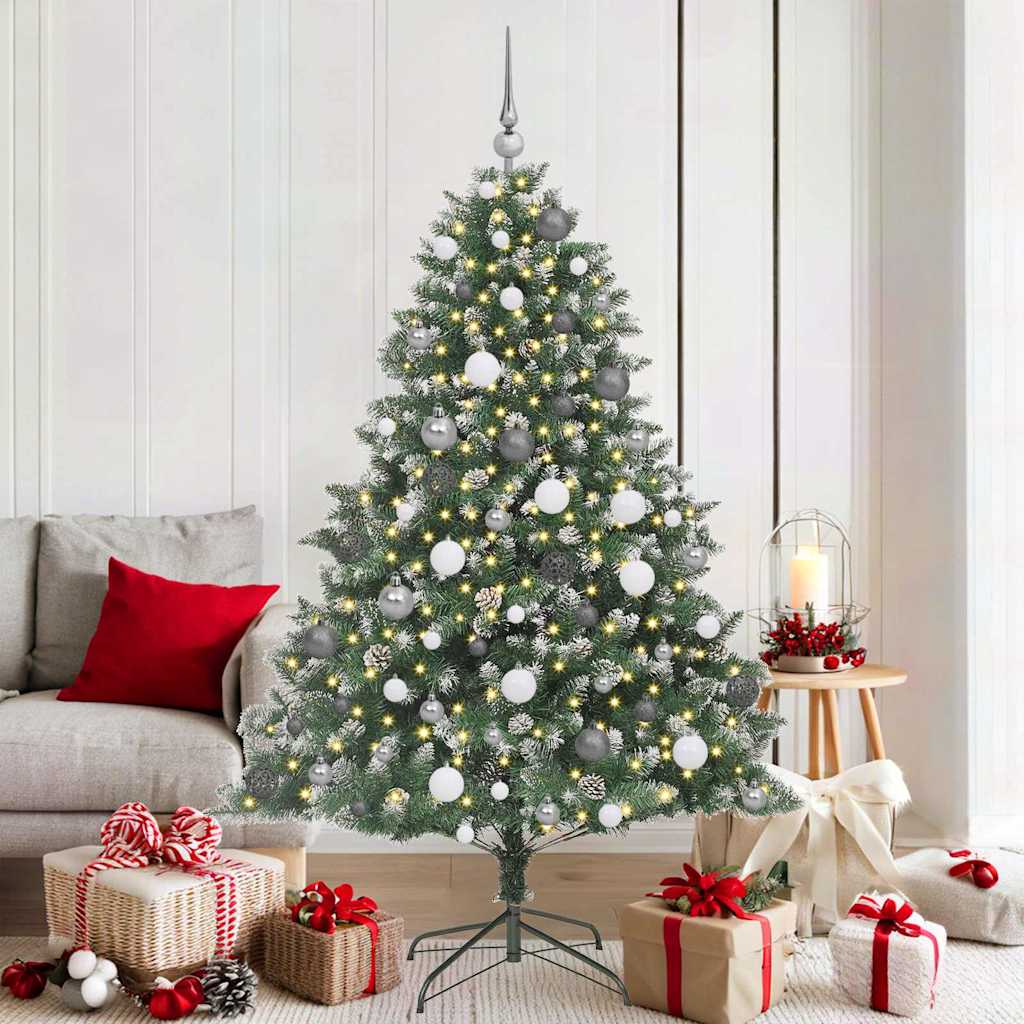 Kunstigjuletre med LED -stripelys grønn 180cm PVC