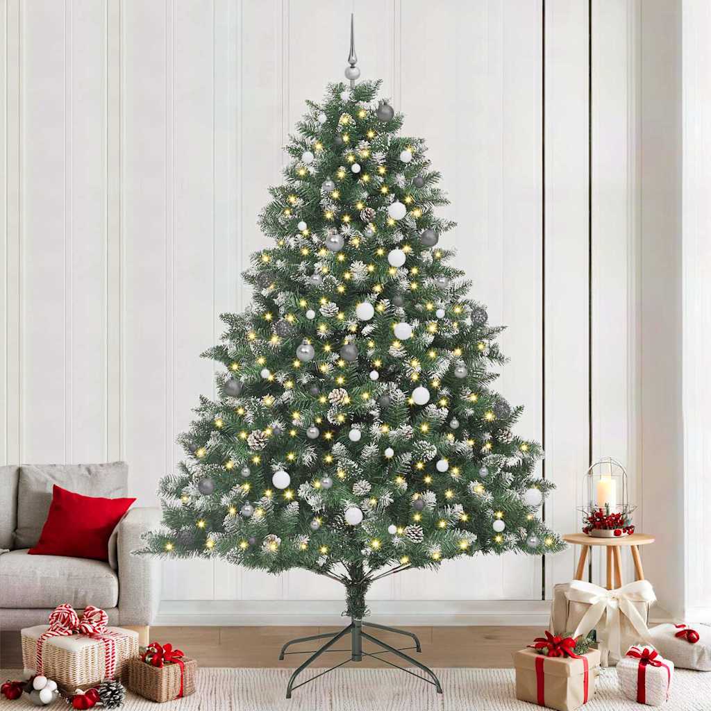 Kunstigjuletre med LED -stripelys grønn 240cm PVC